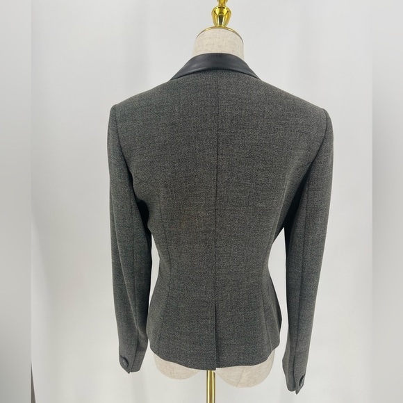Tahari Gray Blazer with Leather Collar - Picture 6 of 10